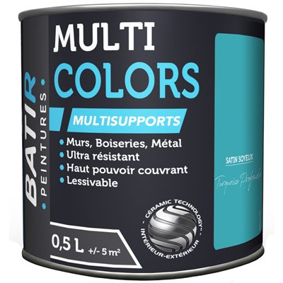BATIR - BATIR Multicolors Peinture Multisupports Satin Soyeux 0.5L turquoise
