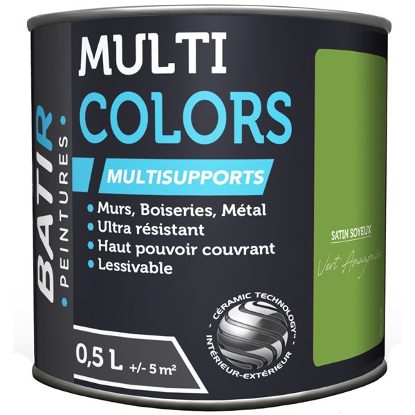 BATIR - BATIR Multicolors Peinture Multisupports Satin Soyeux 0.5L vert amazon