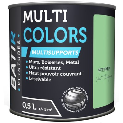 BATIR - BATIR Multicolors Peinture Multisupports Satin Soyeux 0.5L vert tonique