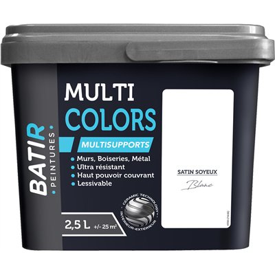 BATIR - BATIR Multicolors Peinture Multisupports Satin Soyeux 2.5L blanc