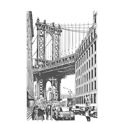GRANDECO - ML3601 Papier Peint Panoramique Brooklyn Bridge 159 x 280cm