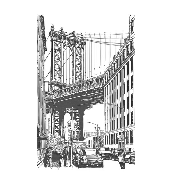 GRANDECO - ML3601 Papier Peint Panoramique Brooklyn Bridge 159 x 280cm