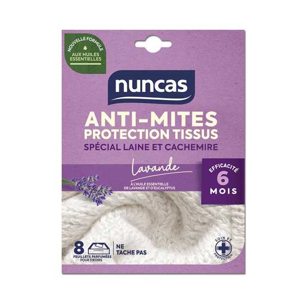 NUNCAS - Anti-Mites Tiroirs Protection Tissus 8 Feuillets
