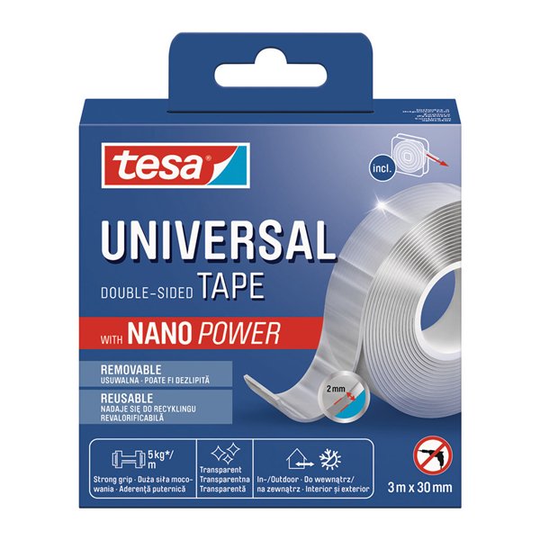 TESA - Ruban Adhésif Double Face Universal Nano Power 30mm x 3m