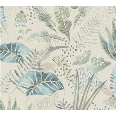 DECORAMA - 393484 - Papier Peint Vinyle sur Intissé Arty Folia Vert Beige