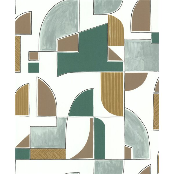 DECORAMA - 51234904 - Papier Peint Vinyle sur Intissé Macramé Vert Sauge Taupe