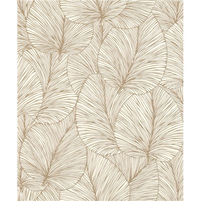DECORAMA - 456622 - Papier Peint Vinyle Grainé sur Intissé Motif Feuilles De Lotus Crème