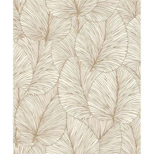 DECORAMA - 456622 - Papier Peint Vinyle Grainé sur Intissé Motif Feuilles De Lotus Crème
