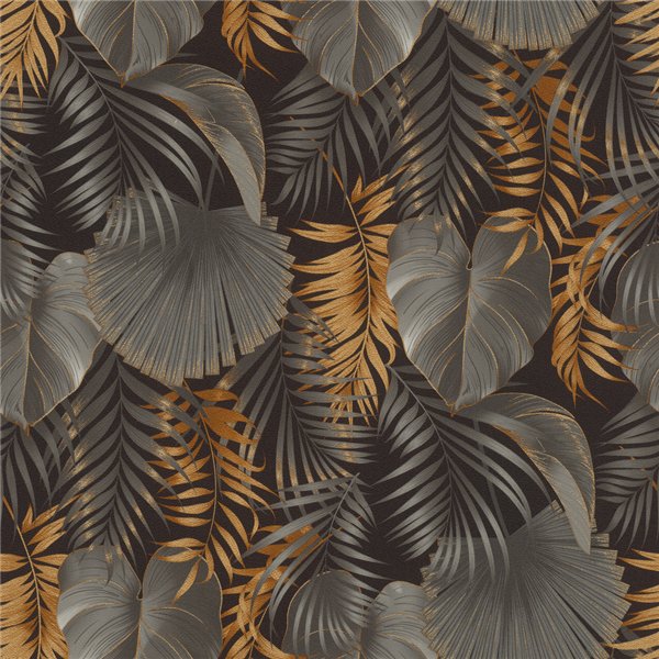DECORAMA - 462043 - Papier Peint Vinyle Grainé sur Intissé Motif Jungle Doré Noir