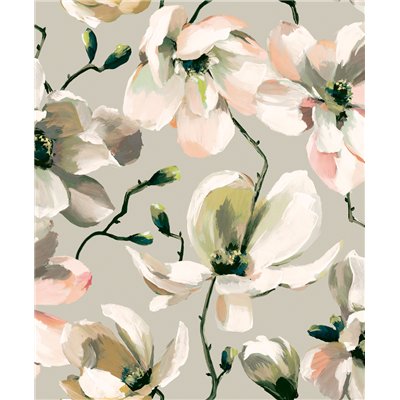 DECORAMA - 47464 - Papier Peint Vinyle Grainé sur Intissé Motif Fleurs Magnolias
