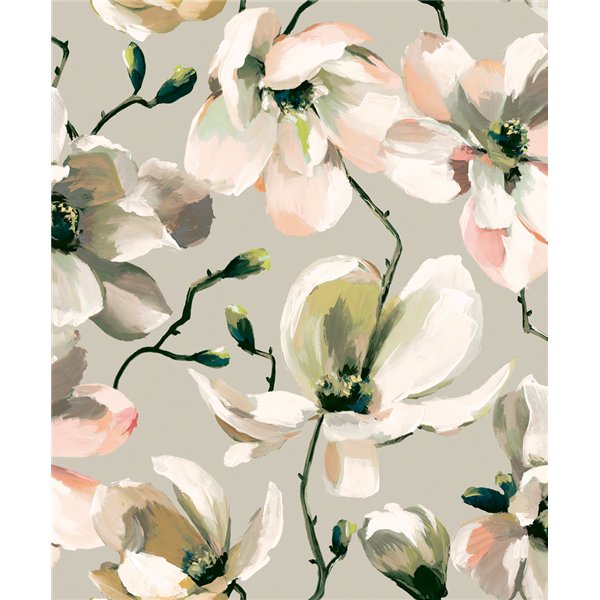 DECORAMA - 47464 - Papier Peint Vinyle Grainé sur Intissé Motif Fleurs Magnolias