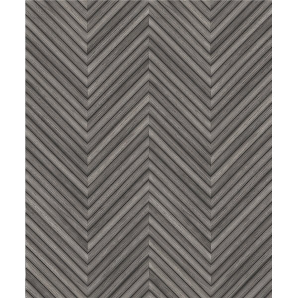 DECORAMA - 33380 - Papier Peint Intissé Effet Bois Chevrons Gris