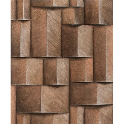 DECORAMA - 35399 - Papier Peint Vinyle sur Intissé Motif Bloc De Bois Marron Effet Relief