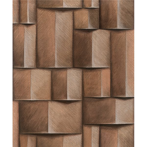 DECORAMA - 35399 - Papier Peint Vinyle sur Intissé Motif Bloc De Bois Marron Effet Relief
