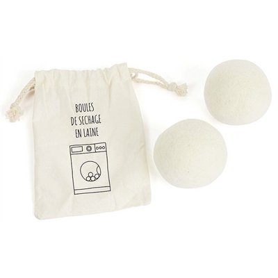 LA MENAGERE - Balles de Séchage en Laine x2 Avec Sac Coton