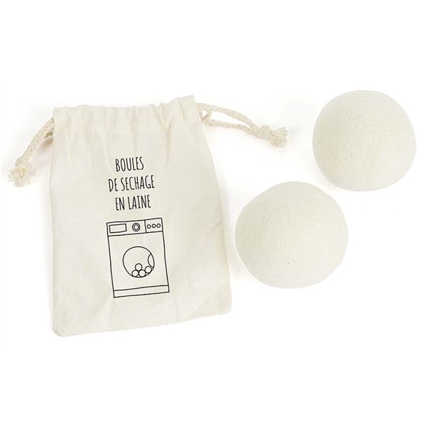 LA MENAGERE - Balles de Séchage en Laine x2 Avec Sac Coton