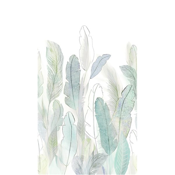 GRANDECO - Papier Peint Panoramique Plume Scarlet Vert 159 x 280 cm