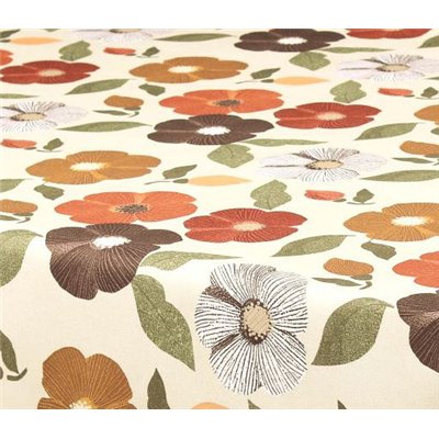 ACCESS DECO - Nappe Polyester Ronde Ø160cm Flowers Beige sur Cintre