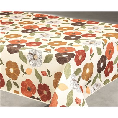 ACCESS DECO - Nappe Polyester 140x240cm Flowers Beige sur Cintre