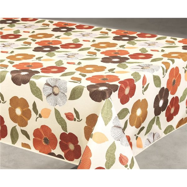 ACCESS DECO - Nappe Polyester 140x240cm Flowers Beige sur Cintre