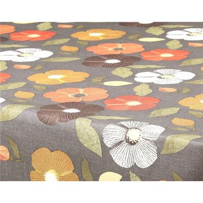 ACCESS DECO - Nappe Ronde Polyester Ø160cm Flowers Gris sur Cintre