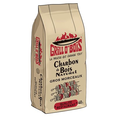 GRILL O'BOIS - Charbon de Bois ''Qualité Restaurant'' Sac de 40L