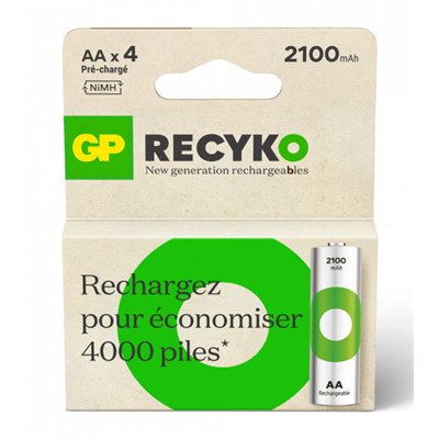 GP - GP Recyko Piles Rechargeables AA/LR06 2100 mAh Pack de 4