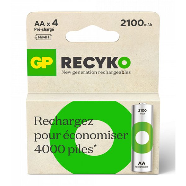 GP - GP Recyko Piles Rechargeables AA/LR06 2100 mAh Pack de 4
