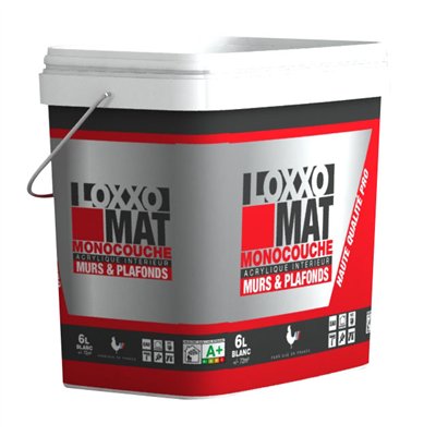 LOXXO - Peinture Acrylique Mate Monocouche Murs & Plafonds Blanc 6 L