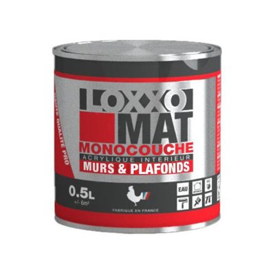 LOXXO - Peinture Acrylique Mate Monocouche Murs & Plafonds 0.5 L