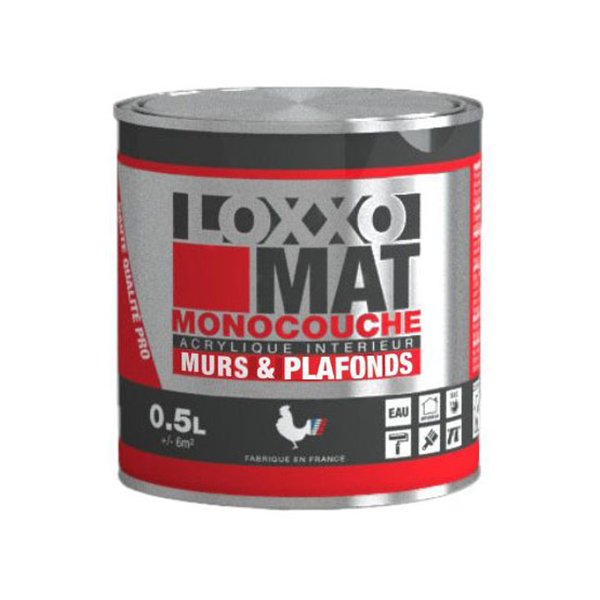 LOXXO - Peinture Acrylique Mate Monocouche Murs & Plafonds 0.5 L