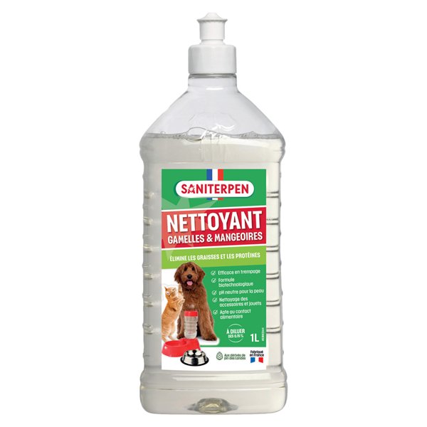SANITERPEN - Nettoyant Gamelles et Mangeoires Animaux 1L