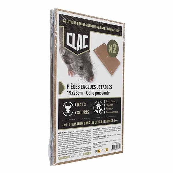 PROTECTA - Pièges Englués Jetables Rats & Souris 19 x 28 cm Lot de 2