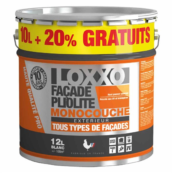 LOXXO - Peinture Pliolite Monocouche Tous Types de Façades Extérieures 12L