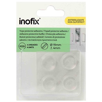 INOFIX - Tampon Protecteur Adhésif Transparent Ø19 x 4 mm 1 Plaquette de 4