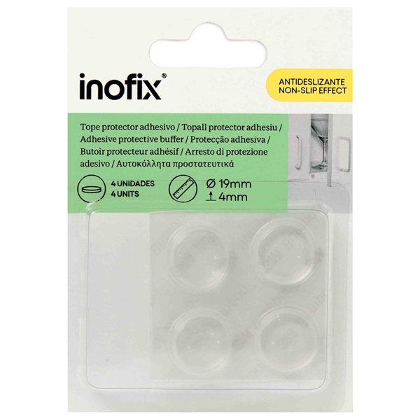 INOFIX - Tampon Protecteur Adhésif Transparent Ø19 x 4 mm 1 Plaquette de 4