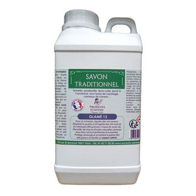 PRODUITS D'ANTAN - GLAMÉ 13 Savon Naturel Tomettes Terre-Cuite Carreaux de Ciment 1L