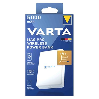 VARTA - Batterie Externe USB-C Mag Pro et Qi 5000mAh Blanche
