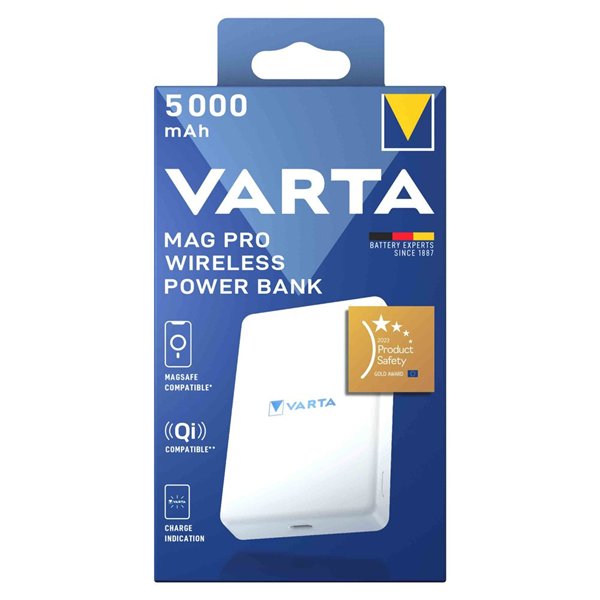 VARTA - Batterie Externe USB-C Mag Pro et Qi 5000mAh Blanche