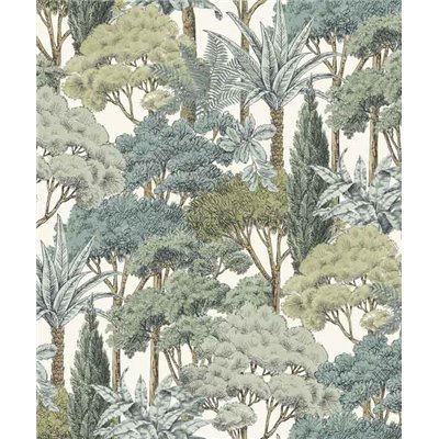 GRANDECO - A76302 - Papier Peint Vinyle Sur Intissé Motif Forêt Exotique Vert 10.05 x 0.53 m