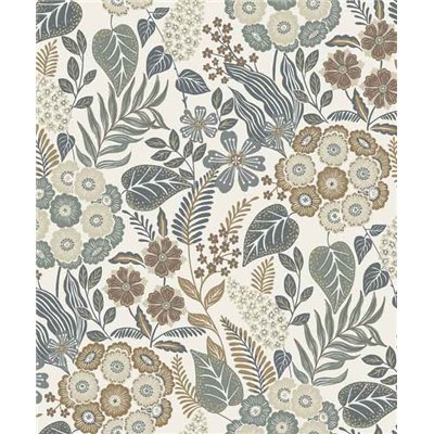 GRANDECO - A76601 - Papier Peint Vinyle Sur Intissé Motif Alice Bleu Foncé 10.05 x 0.53 m