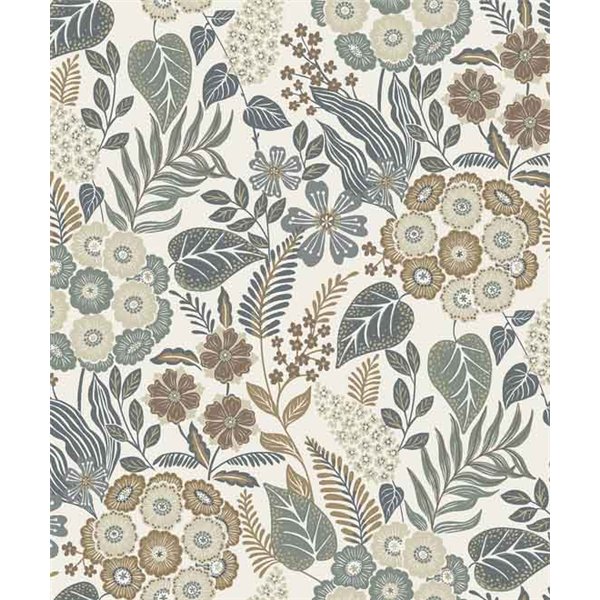 GRANDECO - A76601 - Papier Peint Vinyle Sur Intissé Motif Alice Bleu Foncé 10.05 x 0.53 m