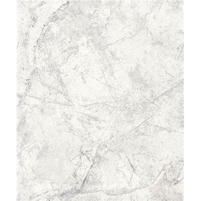 DECOR DESIGN - A78001 - Papier Peint Vinyle Sur Intissé Motif Marbre Blanc/Argent 10.05 x 0.53 m