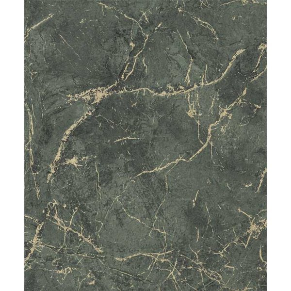 DECOR DESIGN - A78002 - Papier Peint Vinyle Sur Intissé Motif Marbre Vert/Or 10.05 x 0.53 m