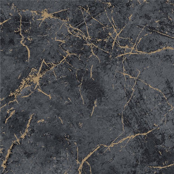 GRANDECO - A78003 - Papier Peint Vinyle Sur Intissé Marbre Noir Or