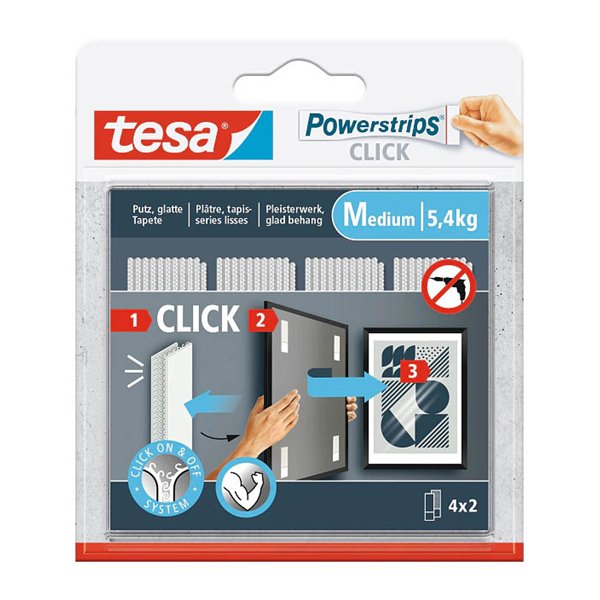 TESA - Languettes Adhésives Powerstrips Click 4 × 2