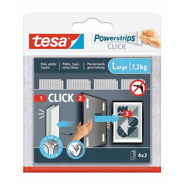TESA - Languettes Adhésives Powerstrips Click 4 × 2