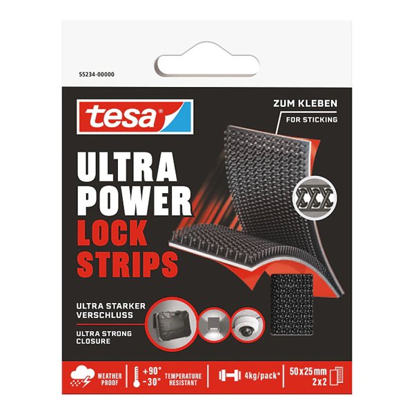 TESA - Bandes Adhésives Ultra Power Lock Strips 5 cm x 25 mm 2 x 2