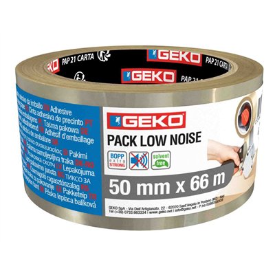 GEKO - Adhésif d'Emballage Pack Low Noise Transparent 50 mm x 66 m