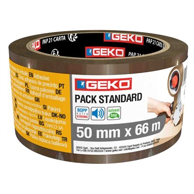 GEKO - Adhésif d'Emballage Pack Standard Havane 50 mm x 66 m